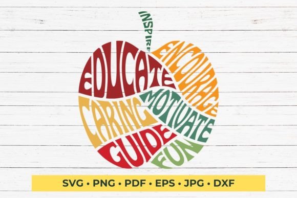 Apple Design for Teacher Tutor Word Art: A Graphic Asset for Crafts and Branding