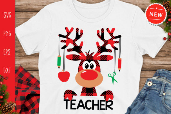 Buffalo Plaid Teacher, Christmas Moose Graphics for Crafts & Content Creators