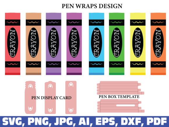 Crayon Glitter Pen Wraps for Crafts and Website Graphics